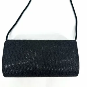 Clutch Purse Evening Bag Shoulder Strap Small Flap Black Shimmer Sparkle Prom thumbnail 7