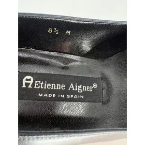Vintage Etienne Aigner Pumps Womens 8.5 Black Leather Smart Kitten‎ Heel Spain thumbnail 8