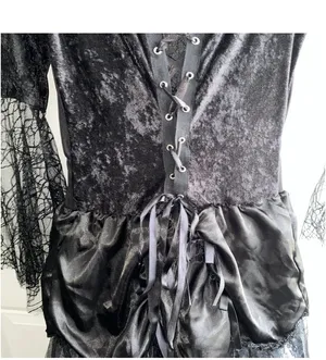 Gothic Whimsigoth Vampire Bride Witch Hooped Gown Dress Jrs. Large 12-14 thumbnail 10