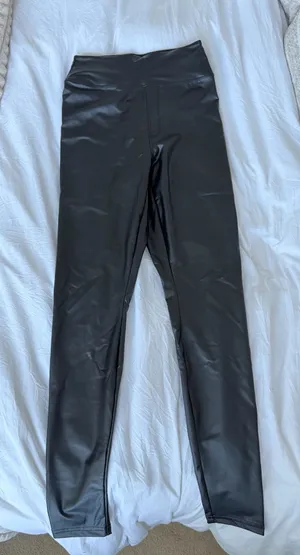 Aerie Black Faux Leather Leggings thumbnail 1