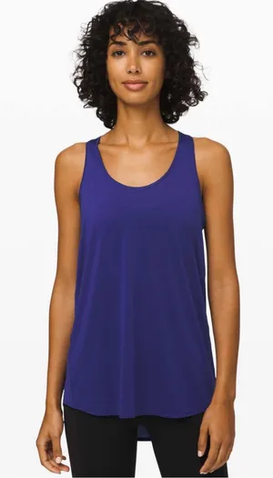 Lululemon Essential Tank Pleated Larkspur Blue Scoop Neck Athletic Top Size 14 thumbnail 1