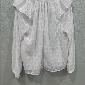 LOFT White Size M Ruffle Sleeve Textured Fairy Blouse thumbnail 5