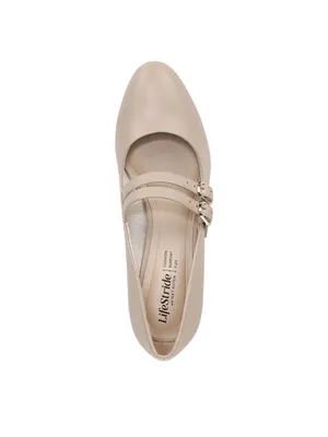 NWT Lifestride Jane Block Heel Pumps with Double Straps Tender Taupe Brown 5M thumbnail 5