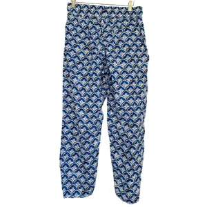 Sigrid Olsen Women Scallop Print 100% Linen Drawstring Barrel Pants Sz S Coastal thumbnail 2