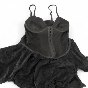 Black‎ lace corset top with adjustable straps unworn brand new size Large thumbnail 1