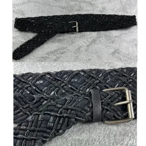 Western Boho Black Braided Leather Belt Waist Cincher Adjustable 50” Large XL thumbnail 2