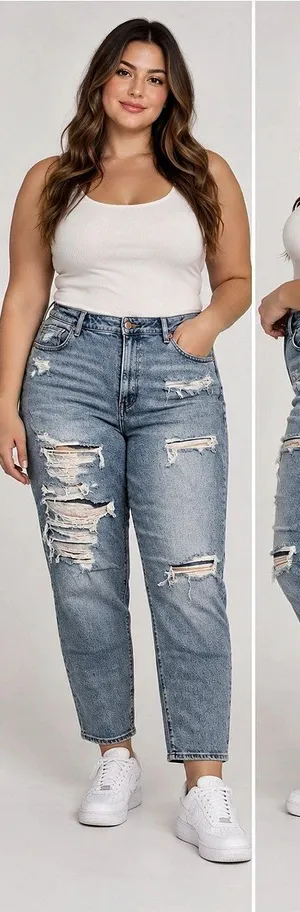 American Eagle Mom Jean Size 16 Regular High Rise Distressed Ripped Light Wash thumbnail 1