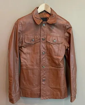 Vero Moda Button Leather Jacket Brown Size‎ Medium thumbnail 1