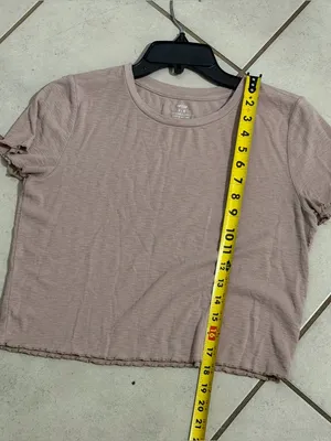 Aerie Women's Mauve‎ Tan Ribbed Crewneck Short Sleeve Crop Top Minimalist size M thumbnail 6