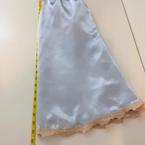 Pastel Blue Satin Lace Chemise Nightgown Cream Floral Embroidery Ethereal Dress thumbnail 7