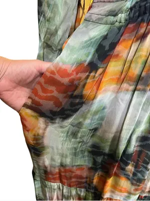 Anthropologie Boho Floral Abstract Print Tiered Maxi Dress size S thumbnail 7
