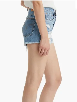 Levi’s 501 Original Denim Distressed Button Fly Shorts in Quiet Riot Size 27 thumbnail 3