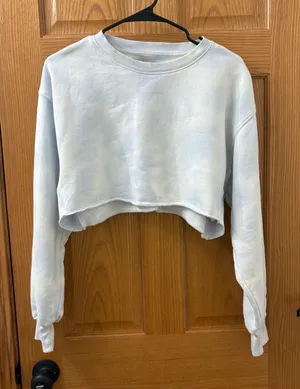 Aritzia TNA Cozy Fleece Tye Dye Cropped Crewneck Sweatshirt thumbnail 1