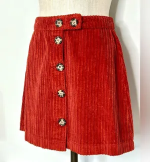 Urban Outfitters BDG Jumbo Corduroy Button-Down Mini Skirt in Red Rust sz Small thumbnail 5