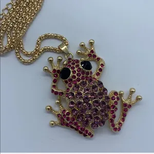 New reddish&pink frog rhinestone fashion necklace thumbnail 3