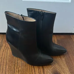 Ann Taylor Leather Wedge Booties Size 5 thumbnail 1