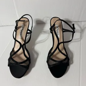 Nina New York black ankle strap heels women size 9.5 M thumbnail 4