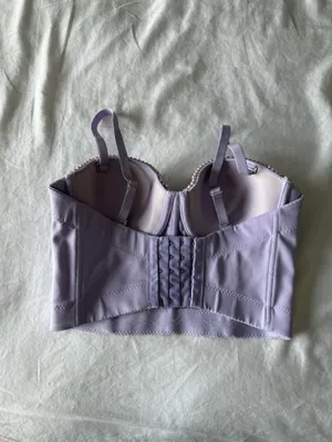 Light Purple Pearl Beaded Bustier Crop Top Size XS thumbnail 5