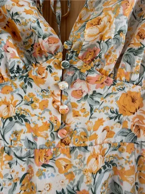 Lulus Watching the Blooms Yellow Floral Print High-Low Midi Dress thumbnail 6
