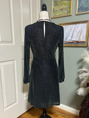 Whimsigoth Green Velvet Mini Dress Witchy 90s Bell Sleeve Size S thumbnail 2