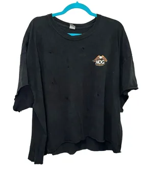 Harley Davidson HOG Distressed‎ Cropped T Shirt Black 3XL Official Riding Club thumbnail 1