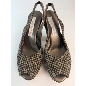 Olivia Rose Tal New York Houndstooth Leopard Platform Slingback Heels Size 37 thumbnail 6