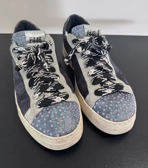 P448 Suede & Polka Dot Low-Top Sneakers in Black, Gray & Lavender thumbnail 1