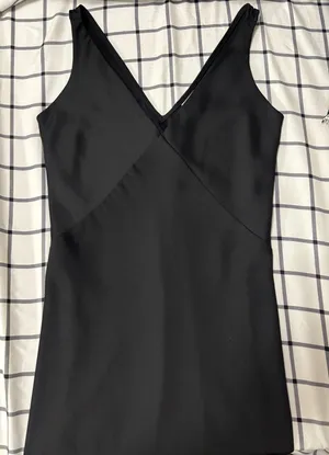 Black silk midi dress thumbnail 2
