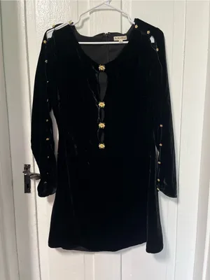For Love & Lemons Beatrix Velvet Embellished cut out black Dress size Medium thumbnail 3