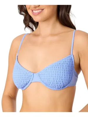 Salt + Cove Juniors Smocked Underwire Bikini Top SC251003CT Cornflower Blue S thumbnail 8