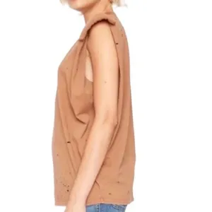 Free people x Sandrine Rose Shoulder Pad Brown Tank Top(Size Small) thumbnail 3