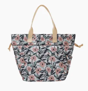 NWT Summer & Rose Adrienne White Pink Floral Drawstring Handled Lunch Tote Bag thumbnail 1