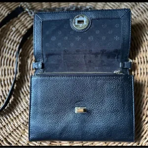 Tory Burch Black Leather Crossbody Bag with Silver Hardware thumbnail 3