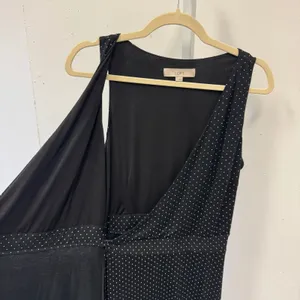 LOFT Polka Dot Sleeveless Wrap Dress Navy Blue White V-Neck Small Soft Stretch thumbnail 4
