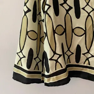 ZARA Tan Black Button Down Long Sleeve Shirt Geometric Print Women's size Small thumbnail 5