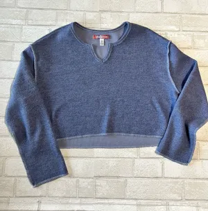 Urban Outfitters Blue Cropped Knit Sweatshirt - Size S thumbnail 1