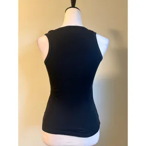 Y2K Black Tank Top Rhinestone Cross Sleeveless fairy boho western Texas bling sm thumbnail 2