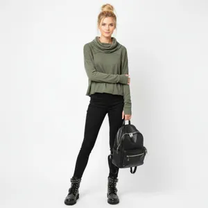 We The Free People Olive Green Long Sleeve Cowl Neck Sweater XS thumbnail 5