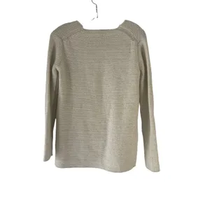 Gap Womens XS V-Neck Sweater‎ Beige Oatmeal Metallic Shimmer Cotton Wool Blend thumbnail 6