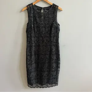 Dress Barn RSVP Lace Overlay Black Cocktail Dress Sheath Dress Size 6 Sleeveless thumbnail 3