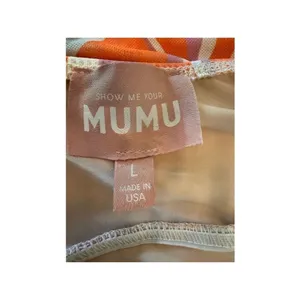 Show Me Your Mumu Outgoing Mini Dress Wavy Stripe Halter Orange Coral Retro Y2K thumbnail 4