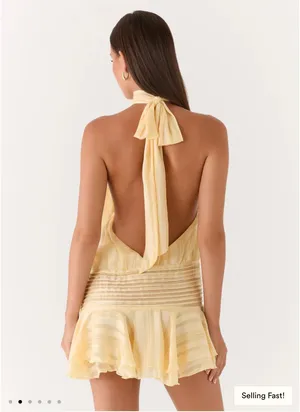 Peppermayo Willow Chiffon yellow mini dress thumbnail 2