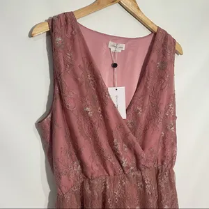 Lovers + Friends Rayna Mini Dress Metallic Rose‎ Large Coquette Romantic thumbnail 4