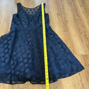 Betsey Johnson Polka Dot Mesh Lace Party Dress 10 Fit & Flare‎ Navy Textured thumbnail 9