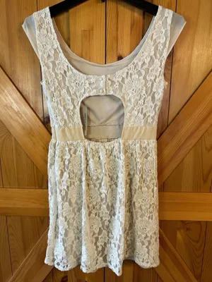 American Eagle Summer Lace Overlay Dress White Cream Size 2 Cap Sleeve nwt (069 thumbnail 4
