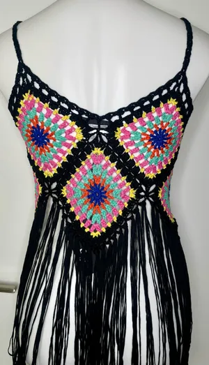 Crochet Granny Square Fringe Top NWT! thumbnail 7