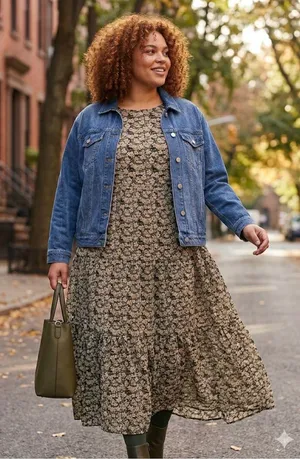 Ellos Tiered Floral Long Sleeve Midi Dress – Size 26/28 (2XL) thumbnail 1