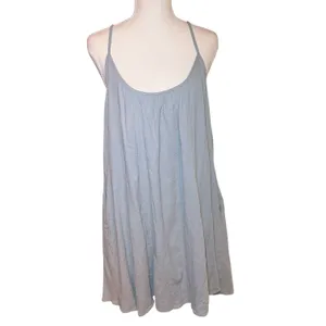 Wishlist Blue Gauze Swing Dress L Strappy Low Back Pockets Flowy thumbnail 2