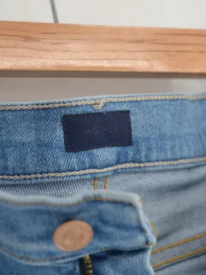 Mother The Hustler Ankle Fray Jeans Raw Hem in Grasping At Straws Blue Womens 30 thumbnail 7