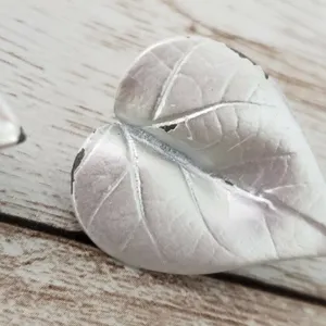 Vintage Clip On Earrings - Painted Silver Heart - 1 & 5/8" thumbnail 5